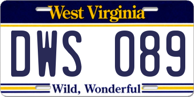 WV license plate DWS089