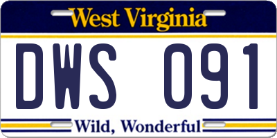 WV license plate DWS091