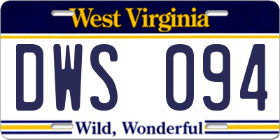 WV license plate DWS094
