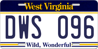 WV license plate DWS096
