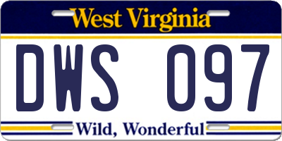 WV license plate DWS097