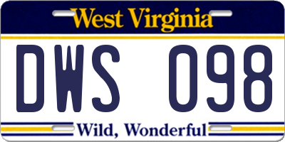 WV license plate DWS098