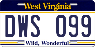 WV license plate DWS099