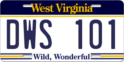 WV license plate DWS101