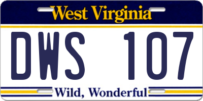 WV license plate DWS107