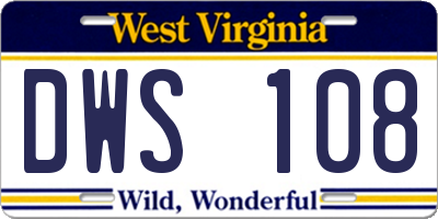WV license plate DWS108