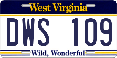 WV license plate DWS109