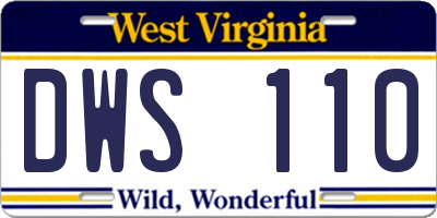 WV license plate DWS110