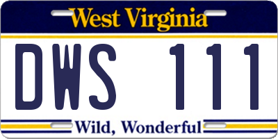 WV license plate DWS111
