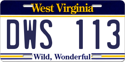WV license plate DWS113