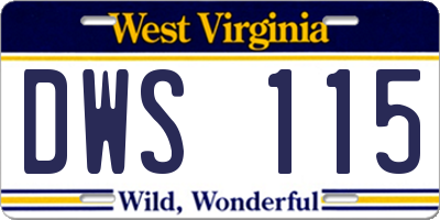 WV license plate DWS115