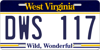 WV license plate DWS117