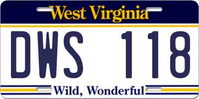 WV license plate DWS118