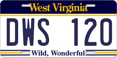 WV license plate DWS120