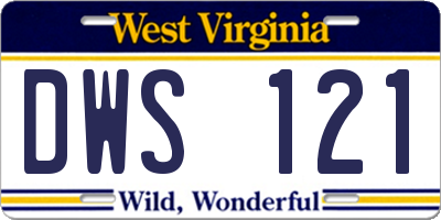 WV license plate DWS121