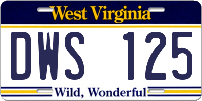 WV license plate DWS125