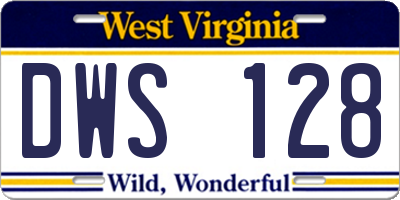 WV license plate DWS128