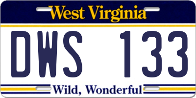 WV license plate DWS133