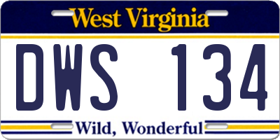 WV license plate DWS134