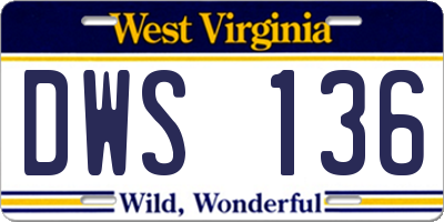 WV license plate DWS136