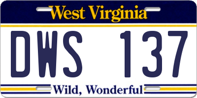WV license plate DWS137