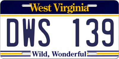 WV license plate DWS139