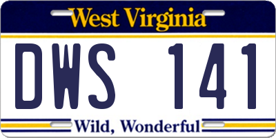 WV license plate DWS141