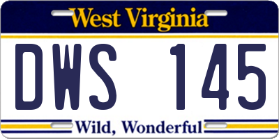 WV license plate DWS145