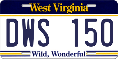 WV license plate DWS150