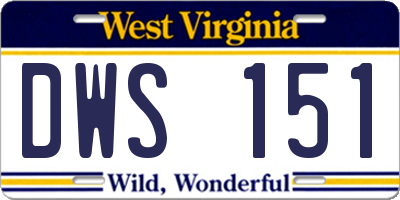 WV license plate DWS151