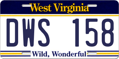 WV license plate DWS158