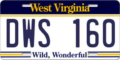 WV license plate DWS160