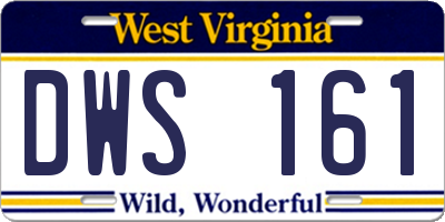 WV license plate DWS161