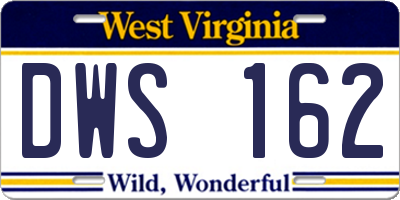 WV license plate DWS162