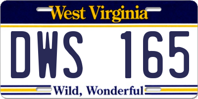 WV license plate DWS165