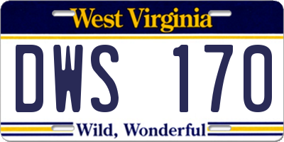 WV license plate DWS170
