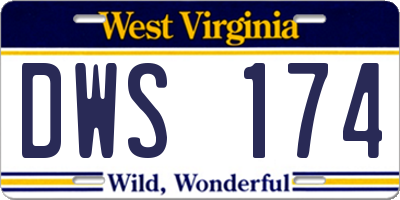 WV license plate DWS174