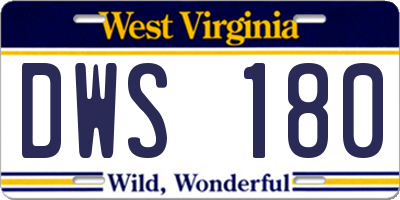 WV license plate DWS180