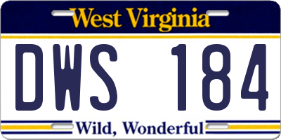 WV license plate DWS184