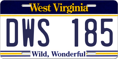 WV license plate DWS185