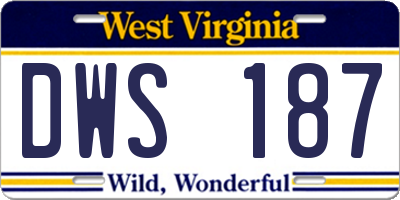 WV license plate DWS187