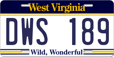 WV license plate DWS189