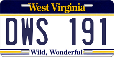 WV license plate DWS191