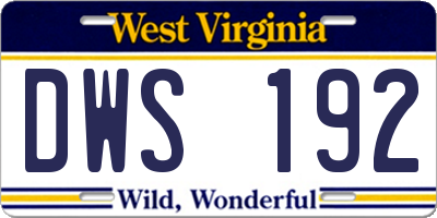 WV license plate DWS192