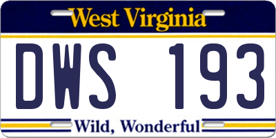 WV license plate DWS193