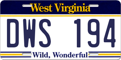 WV license plate DWS194