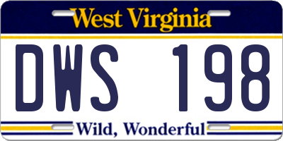 WV license plate DWS198