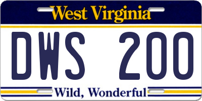WV license plate DWS200