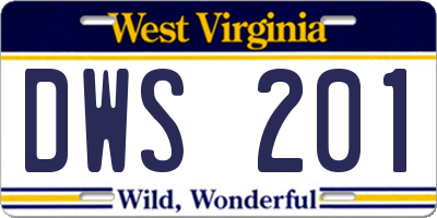 WV license plate DWS201