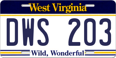 WV license plate DWS203